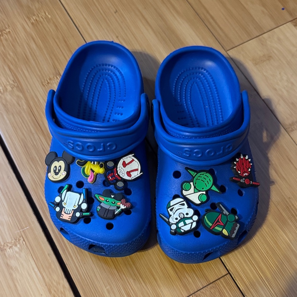 CROCS Kids Blue Slippers with Character Charms